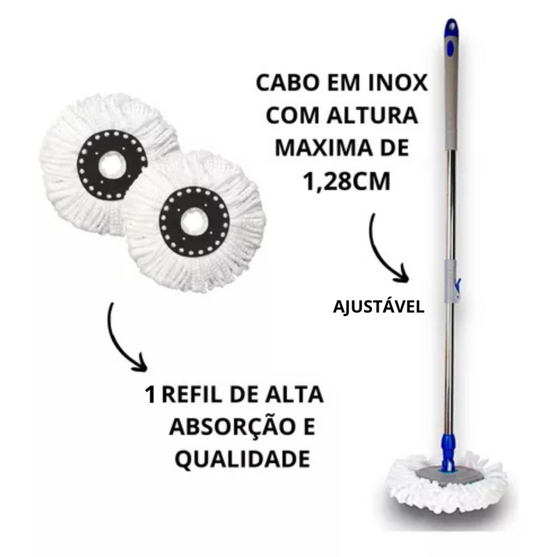 Mop Giratório 360° Cesto Inox Clean Tech 13L