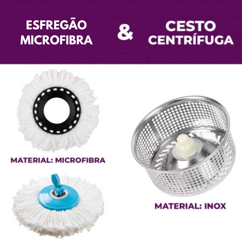 Mop Giratório 360° Cesto Inox Clean Tech 13L